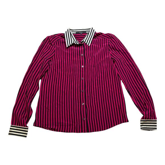Vintage Gucci Silk Button Down Shirt - U.S. 6 - Pink/Black Stripe - Like New - Picture 10 of 15